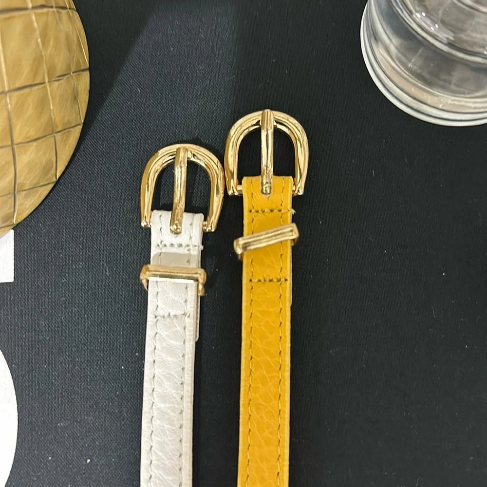 White and Yellow Leather Chain Belts